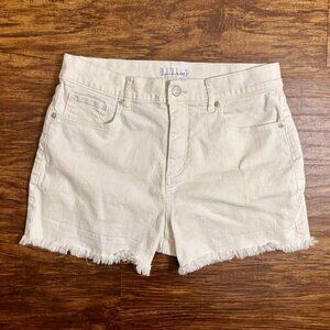 LOFT White Denim Frayed Hem Shorts | Size 6 / 28